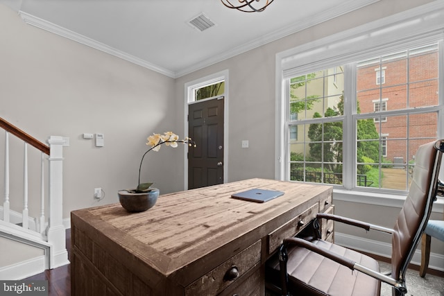 507 Governors Ct, Philadelphia, PA 19146 - office space featuring baseboards, ornamental molding, and dark wood finished floors