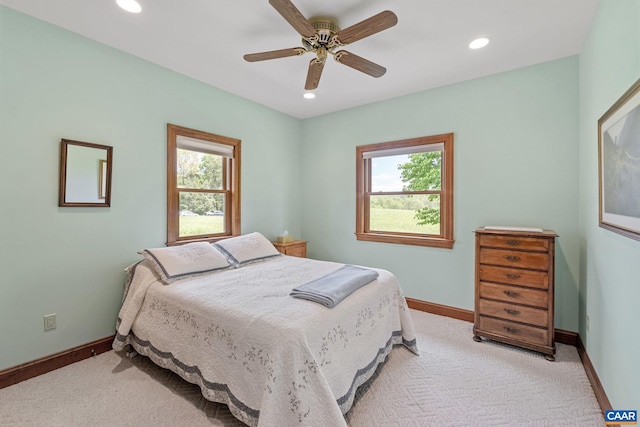 6670 Scottsville Rd, Scottsville, VA 24590 - bedroom with baseboards, multiple windows, light carpet, and recessed lighting