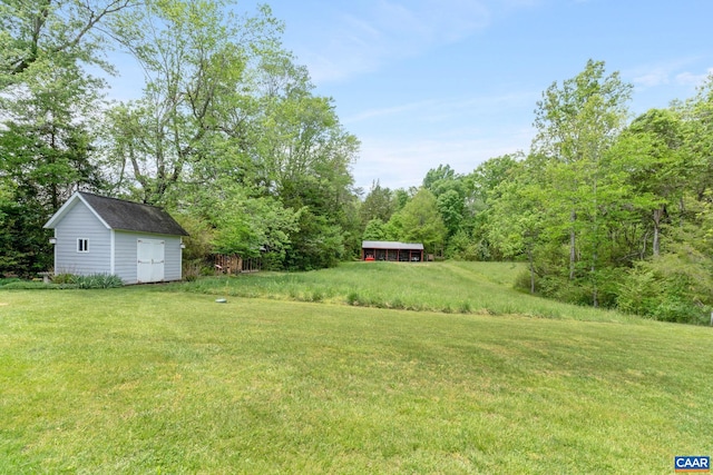 6670 Scottsville Rd, Scottsville, VA 24590 - view of grassy yard with an outbuilding and a storage shed
