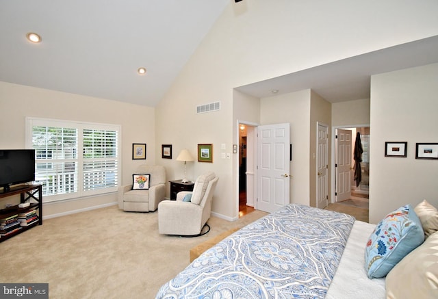 15 Eagle Rd, Phoenixville, PA 19460 - bedroom featuring high vaulted ceiling, light carpet, baseboards, and recessed lighting