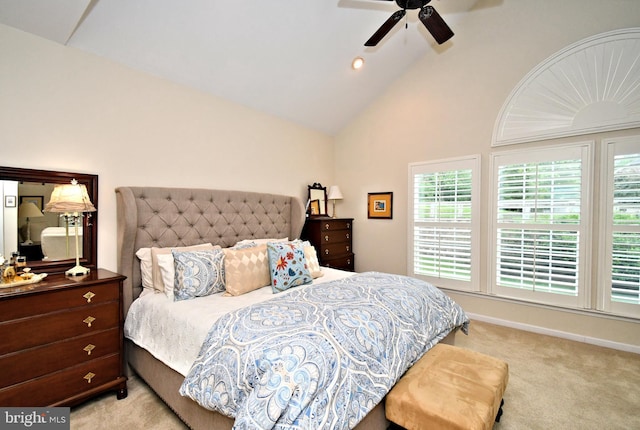 15 Eagle Rd, Phoenixville, PA 19460 - bedroom with carpet floors, a ceiling fan, high vaulted ceiling, recessed lighting, and baseboards
