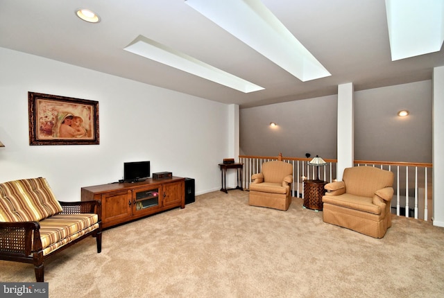 15 Eagle Rd, Phoenixville, PA 19460 - sitting room featuring a skylight, light carpet, and an upstairs landing