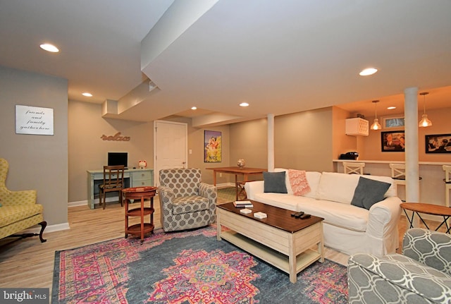 15 Eagle Rd, Phoenixville, PA 19460 - living room featuring light wood-type flooring, recessed lighting, and baseboards