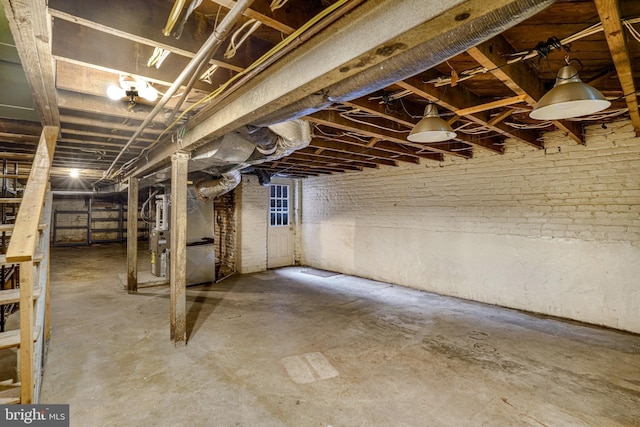unfinished below grade area with heating unit