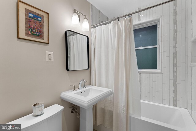 3608 Whispering Ln, Falls Church, VA 22041 - full bathroom featuring toilet and shower / bath combo with shower curtain
