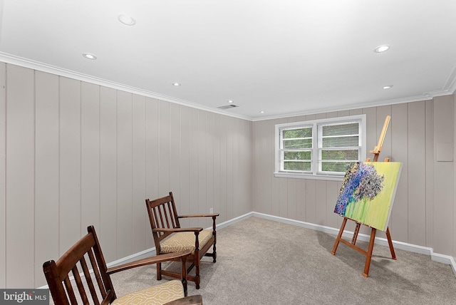 3608 Whispering Ln, Falls Church, VA 22041 - living area featuring crown molding, carpet, recessed lighting, and baseboards