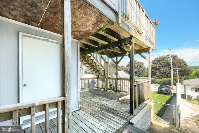wooden terrace with stairs