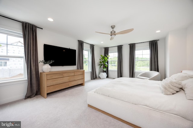 1051 Glen Hall Rd, Kennett Square, PA 19348 - bedroom featuring carpet, baseboards, recessed lighting, and a ceiling fan