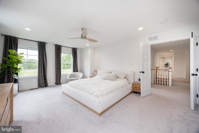 1051 Glen Hall Rd, Kennett Square, PA 19348 - bedroom with light colored carpet, recessed lighting, and a ceiling fan