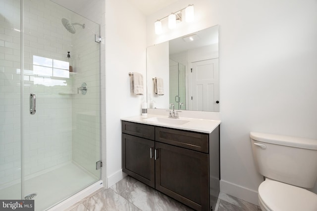 1051 Glen Hall Rd, Kennett Square, PA 19348 - bathroom featuring baseboards, toilet, vanity, and a shower stall