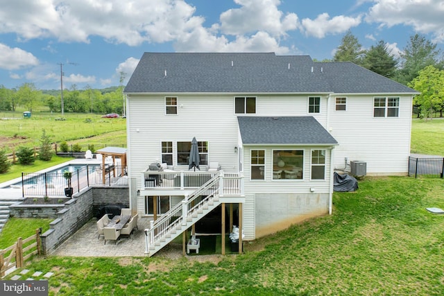 1051 Glen Hall Rd, Kennett Square, PA 19348 - back of house featuring a deck, stairs, cooling unit, a patio area, and roof with shingles