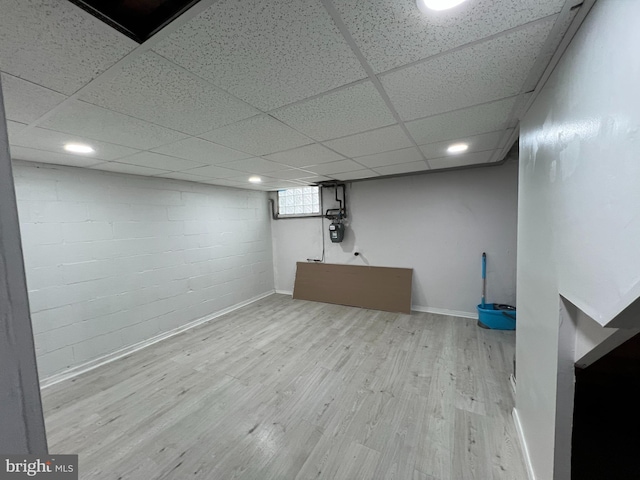 1637 Manor Rd, Dundalk, MD 21222 - basement with wood finished floors, a drop ceiling, baseboards, and recessed lighting