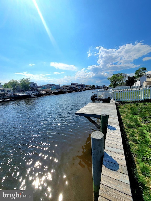 17 W Delaware Dr, Little Egg Harbor Twp, NJ 08087 - dock area featuring a water view and fence