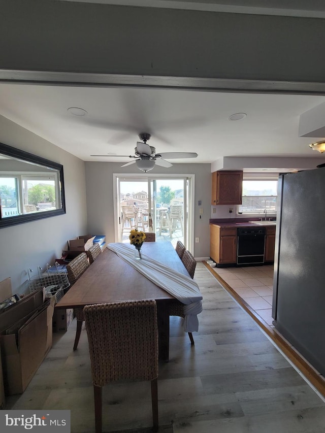 17 W Delaware Dr, Little Egg Harbor Twp, NJ 08087 - dining room featuring plenty of natural light, light wood finished floors, and a ceiling fan