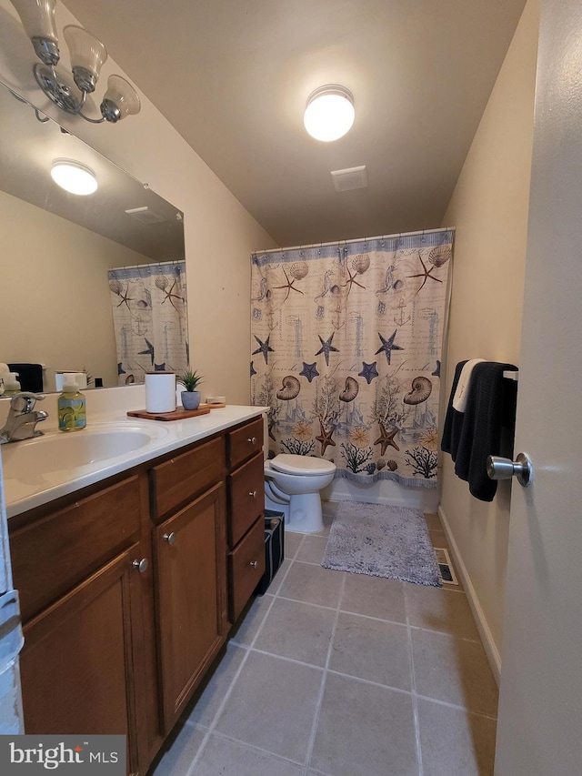 17 W Delaware Dr, Little Egg Harbor Twp, NJ 08087 - bathroom with tile patterned floors, vanity, toilet, and shower / tub combo