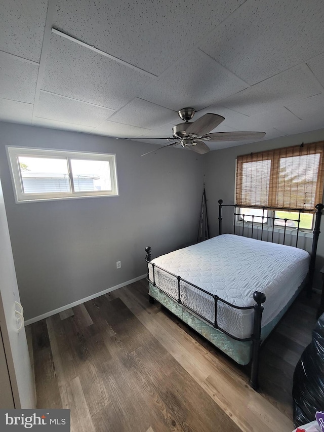 17 W Delaware Dr, Little Egg Harbor Twp, NJ 08087 - bedroom with a paneled ceiling, wood finished floors, baseboards, and a ceiling fan