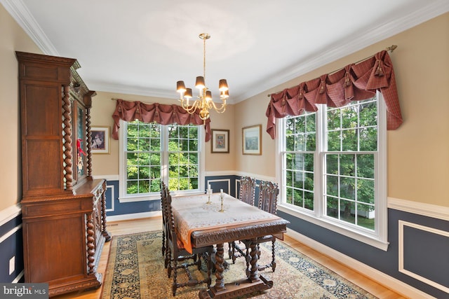 1490 Jakes Creek Dr, Woodbine, MD 21797 - dining area with a chandelier, light wood-style floors, and crown molding