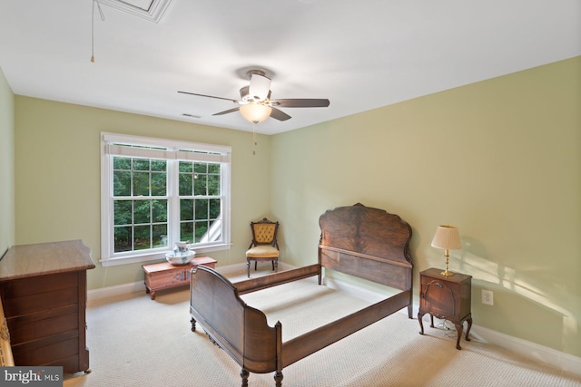 1490 Jakes Creek Dr, Woodbine, MD 21797 - carpeted bedroom featuring attic access, baseboards, and a ceiling fan