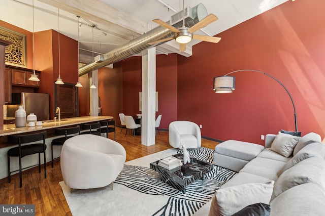 428 N 13th St Unit 3G, Philadelphia, PA 19123 - living room featuring wood finished floors and ceiling fan