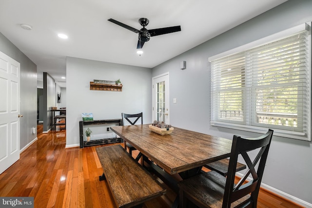 392 Passage Ln, Mc Gaheysville, VA 22840 - dining room featuring ceiling fan, wood finished floors, baseboards, and recessed lighting