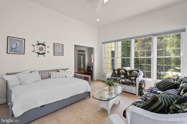 301 Reserve Gate Ter, Silver Spring, MD 20905 - bedroom featuring multiple windows, light tile patterned flooring, a ceiling fan, baseboards, and recessed lighting