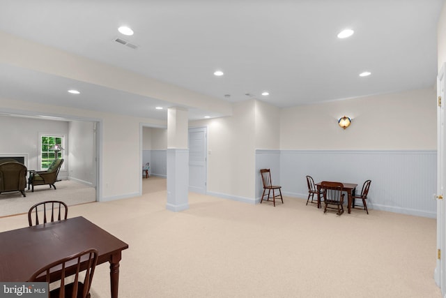 301 Reserve Gate Ter, Silver Spring, MD 20905 - living area with carpet floors, a wainscoted wall, and recessed lighting