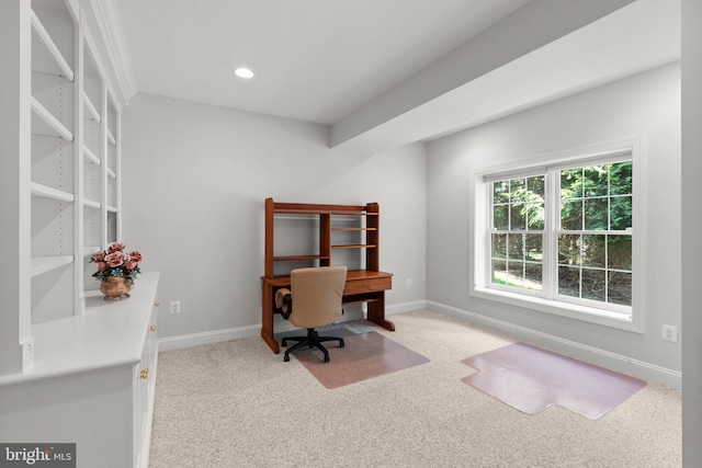 301 Reserve Gate Ter, Silver Spring, MD 20905 - home office with carpet, baseboards, and recessed lighting