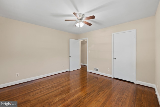 4419 Lakeview Dr, Temple Hills, MD 20748 - unfurnished bedroom with wood finished floors, baseboards, and a ceiling fan