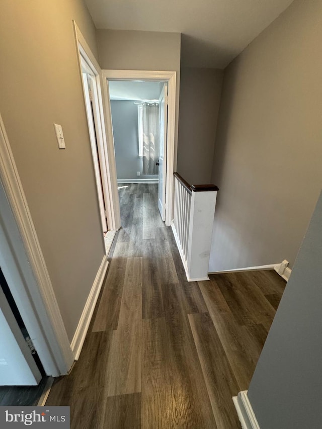 4602 Ashville St, Philadelphia, PA 19136 - hallway with an upstairs landing, wood finished floors, and baseboards