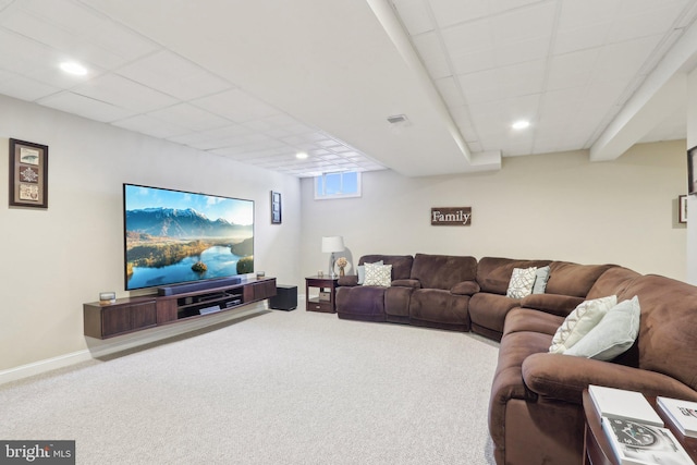 13 Lenape Ct, Mount Laurel, NJ 08054 - living area with carpet, recessed lighting, and a drop ceiling