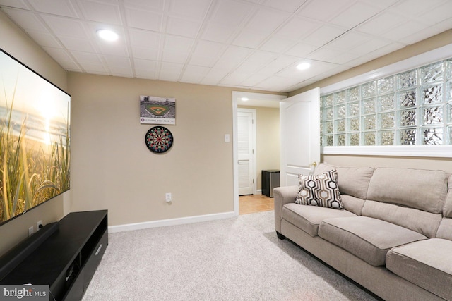 13 Lenape Ct, Mount Laurel, NJ 08054 - living room with recessed lighting, light carpet, and baseboards