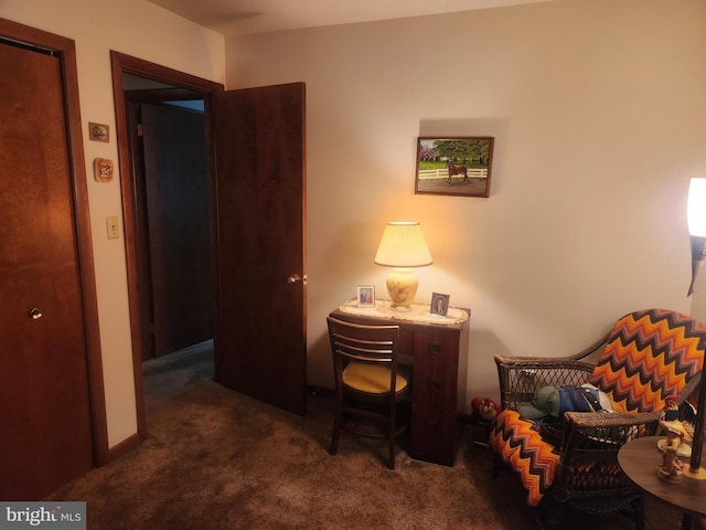 sitting room featuring carpet