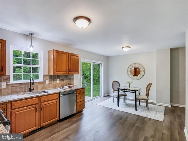 677 Rockwood Dr, Elizabethtown, PA 17022 - kitchen featuring a sink, stainless steel dishwasher, dark wood-style flooring, and plenty of natural light