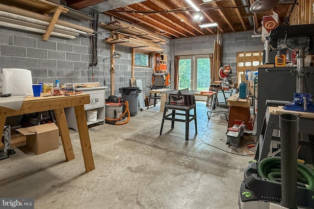 12451 High Point Rd, Felton, PA 17322 - basement featuring a workshop area and concrete block wall
