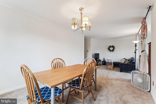 614 Sligo Ave Unit 504, Silver Spring, MD 20910 - dining area featuring light carpet, a chandelier, and crown molding