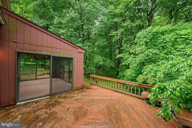 deck with a view of trees