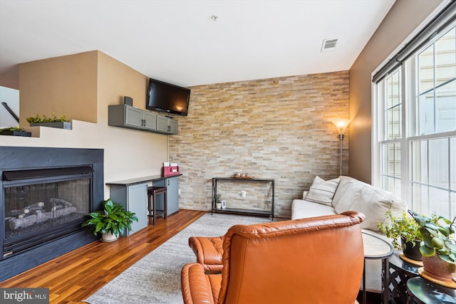 623 Main St Unit 623-B, Gaithersburg, MD 20878 - living room featuring a fireplace and wood finished floors