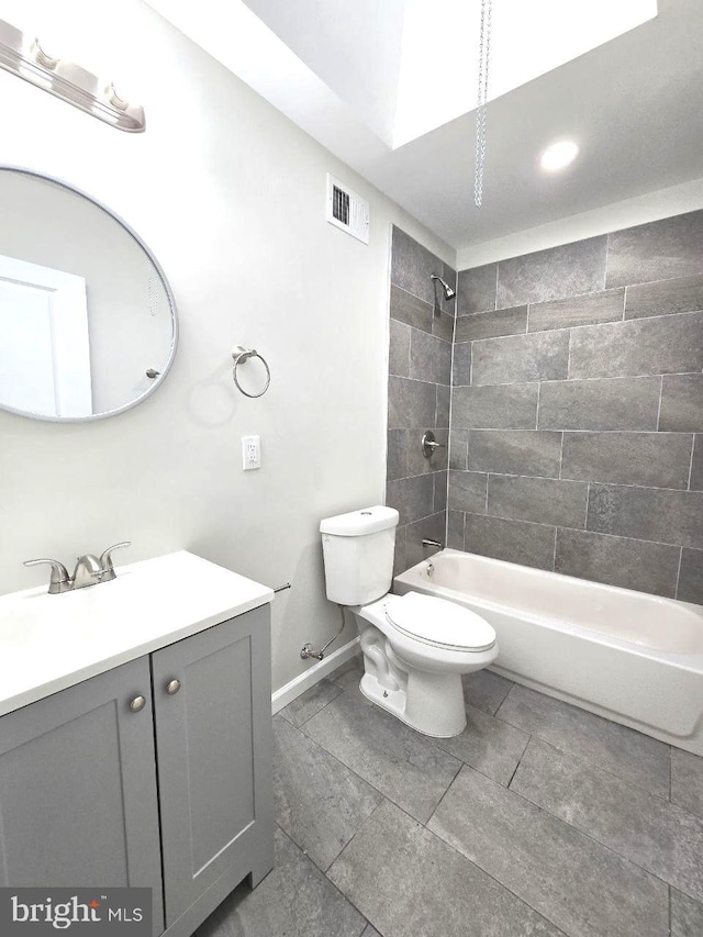 1937 Mayland St, Philadelphia, PA 19138 - bathroom featuring baseboards, toilet, vanity,  shower combination, and recessed lighting