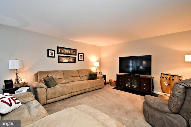 living area with carpet floors