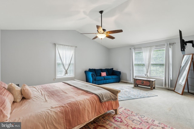 16110 Amethyst Ln, Bowie, MD 20716 - carpeted bedroom featuring lofted ceiling, baseboards, and ceiling fan