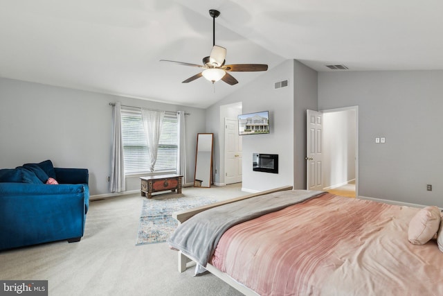 16110 Amethyst Ln, Bowie, MD 20716 - bedroom with baseboards, ceiling fan, light colored carpet, and high vaulted ceiling