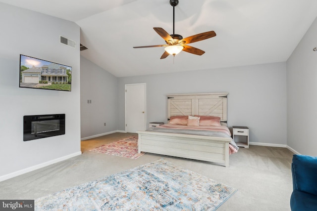 16110 Amethyst Ln, Bowie, MD 20716 - carpeted bedroom featuring lofted ceiling, baseboards, and a ceiling fan
