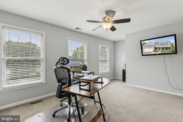 16110 Amethyst Ln, Bowie, MD 20716 - office area with light carpet, ceiling fan, and baseboards