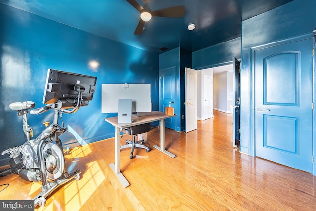 12800 Libertys Delight Dr Unit 403, Bowie, MD 20720 - home office with ceiling fan, wood finished floors, and baseboards