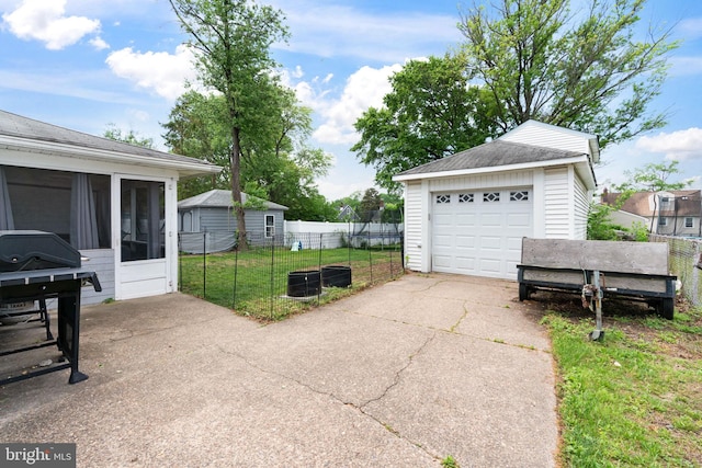 detached garage with driveway