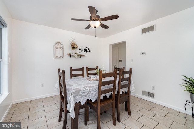 1070 George Brown Rd, Millerstown, PA 17062 - dining room with light tile patterned flooring, a ceiling fan, and baseboards