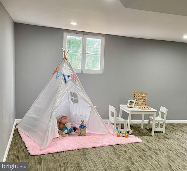25 Elmont Ave, Baltimore, MD 21206 - game room featuring baseboards, recessed lighting, and carpet flooring