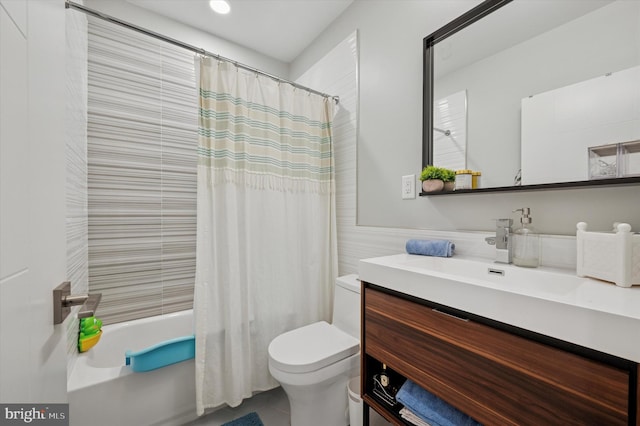 1322 N Hollywood St, Philadelphia, PA 19121 - bathroom featuring tile walls, toilet, tile patterned flooring, shower / tub combo with curtain, and vanity