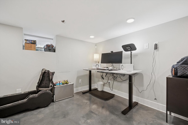 1322 N Hollywood St, Philadelphia, PA 19121 - home office with finished concrete flooring, baseboards, and recessed lighting