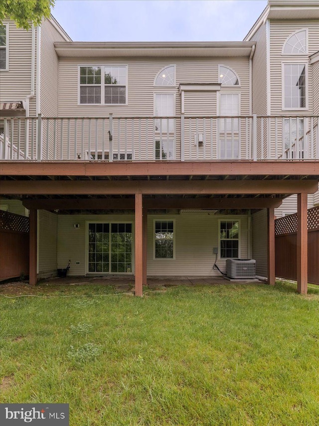 131 Stirrup Cir, West Chester, PA 19382 - rear view of property featuring a yard, a deck, and central AC unit